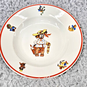 Vintage Edwin Knowles Bowl Red Rim Childrens Nursery Dog Bear Duck Frog Animals